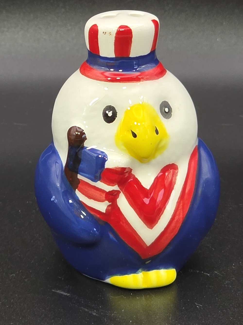 Anthropomorphic Patriotic Bald Eagle Ceramic Salt Or Pepper Shaker